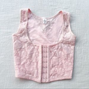 Baby Pink Lace Tank Corset Top Shapewear